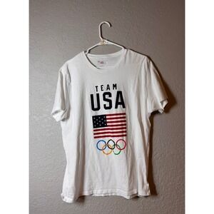 Team USA Olympic Rings T Shirt Mens XL White Short Sleeve Graphic Tee